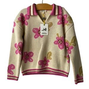 Finding Foxtale Floral Sweater Girls Size 7 Pink Cottagecore Sportswear NWT